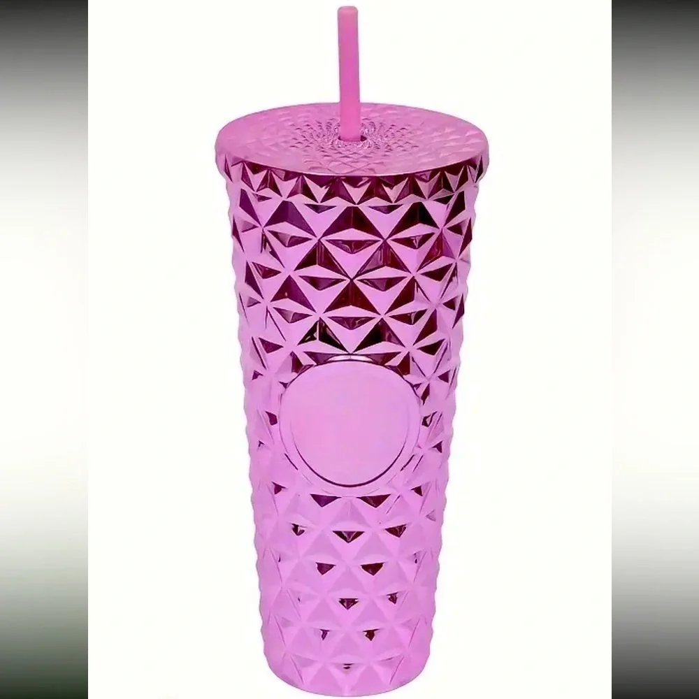 SHINY STUDDED TUMBLER WITH LID AND STRAW 710ML/24OZ
